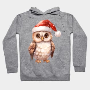 Great Horned Owl in Santa Hat Hoodie